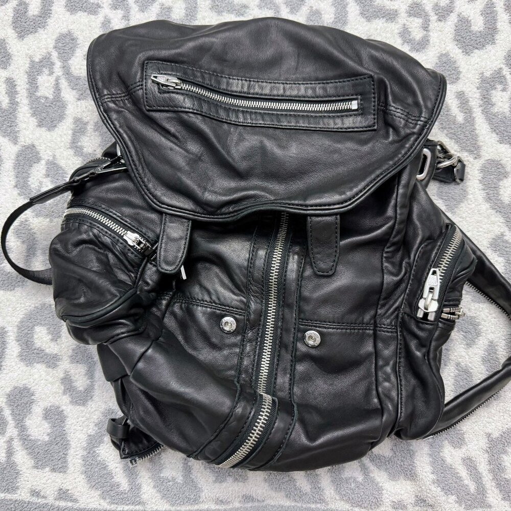 Like New Authentic ALEXANDER WANG Black Marti Leather Backpack Silver Hardware